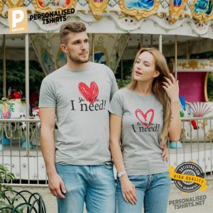He She Is The One I Need Red Heart Couples Shirts, Matching Couple T-shirts