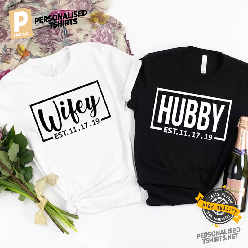 Wifey and Hubby Matching Couple Shirts, Funny Couple Shirts
