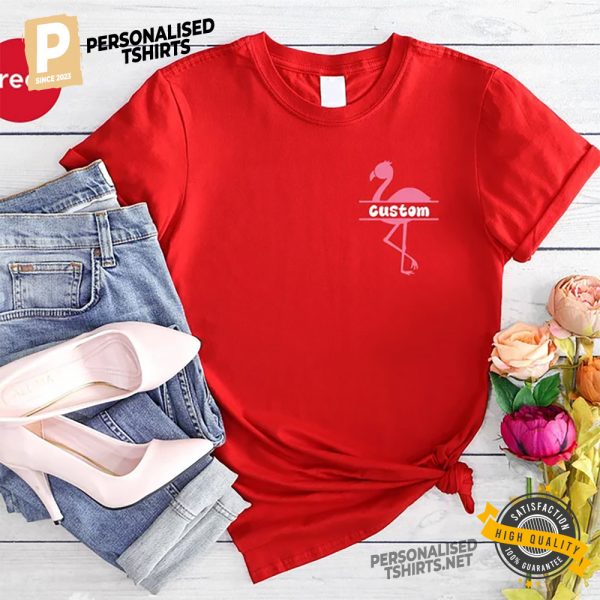 Custom Name Flamingo T Shirt, Personalized Pocket Flamingo Tee