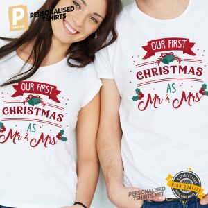 Our First Holiday Christmas matching christmas shirts for couples