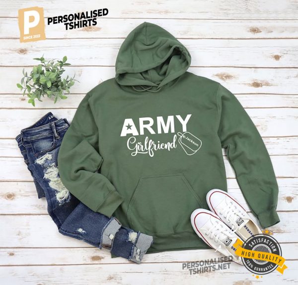 Personalized Army Shirt, Army Girlfriend Custom Name Military Dog Tag T-shirt