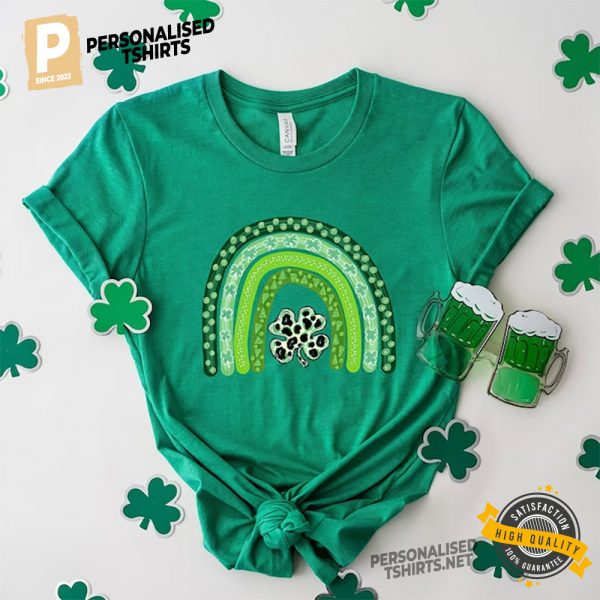 Shamrock Leopard Rainbow St Patrick's Day T Shirt 3