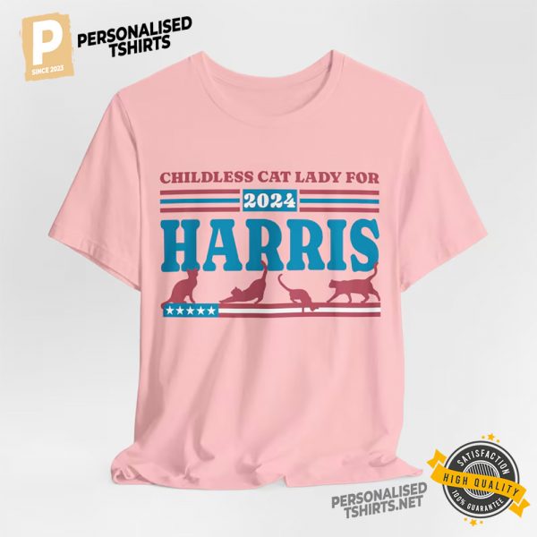 Childless Cat Lady For Harris 2024 Shirt, Kamala Harris Election Apparel 1