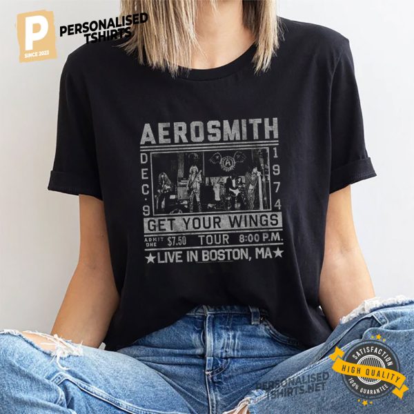 Aerosmith Get Your Wings Tour Boston Retro Style Shirt 1