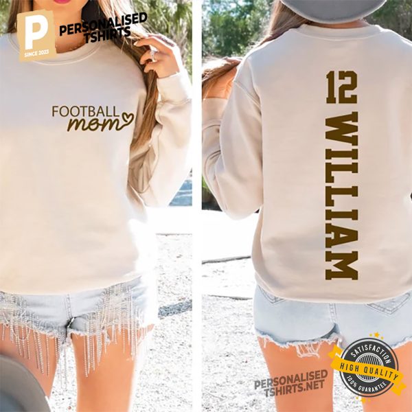 Customized Football Name Game Day Football Mom Comfort Colors Shirt 2