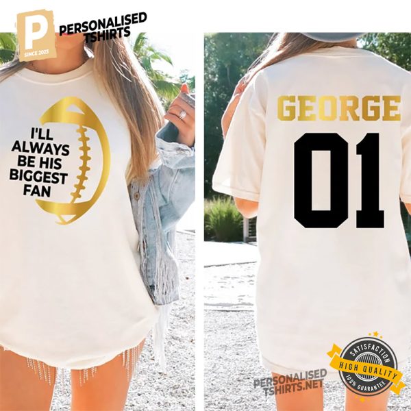 Customized Golden Football Name Game Day Comfort Colors Shirt 2