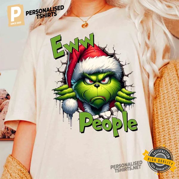 Ew People Kick Your Ass Retro Christmas The Grinch 2 Sided Shirt