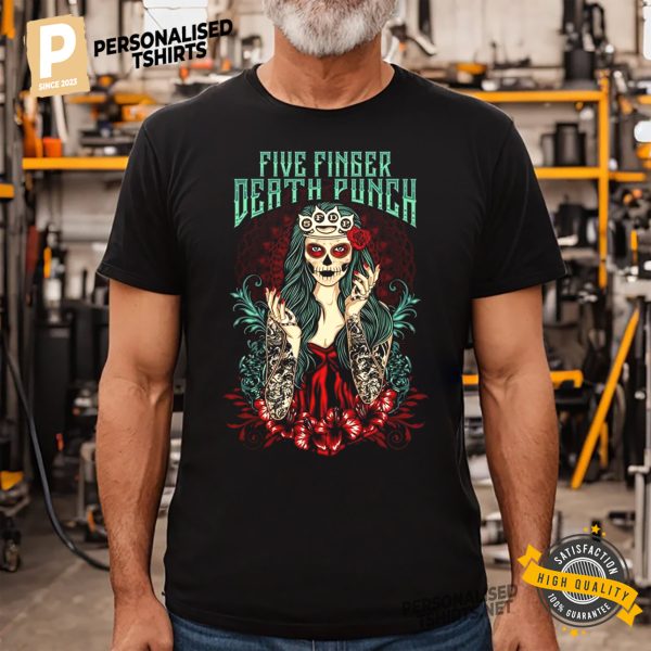 Five Finger Death Punch Lady Muerta T shirt 3