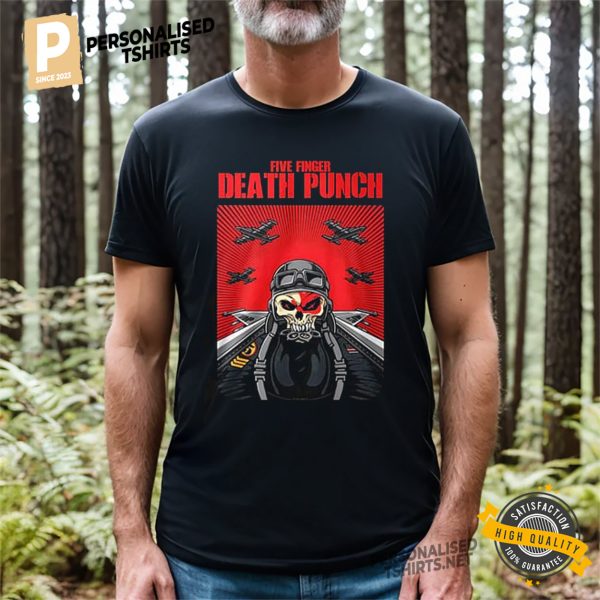 Five Finger Death Punch Skeleton Pilot T shirt 3