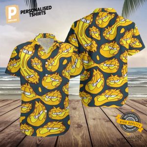 Funny Fat Cat Garfield Face Aloha Shirt