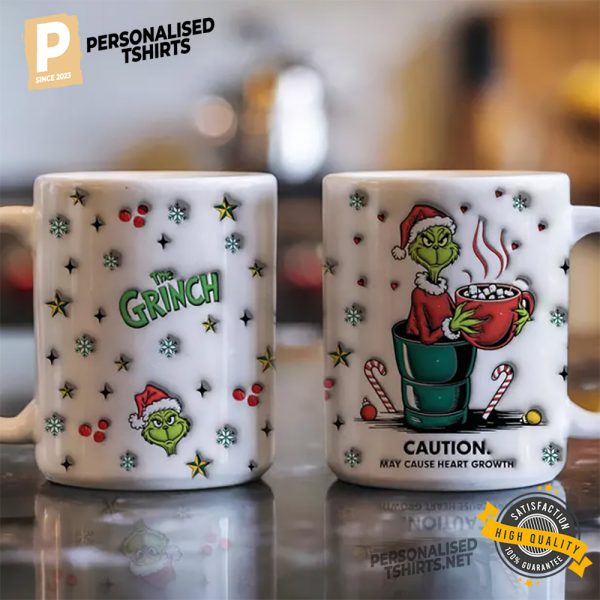 Inflated Grinch Christmas Santa Claus Coffee Mug