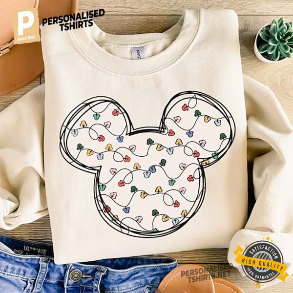 Mickey Christmas Lights Disney Christmas T shirt 1