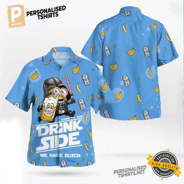 Minion Darth Vader Drink Side Busch Light Beer Hawaiian Shirt