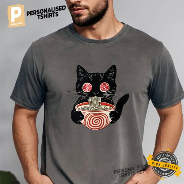 Psychedelic Ramen Cat T Shirt 1