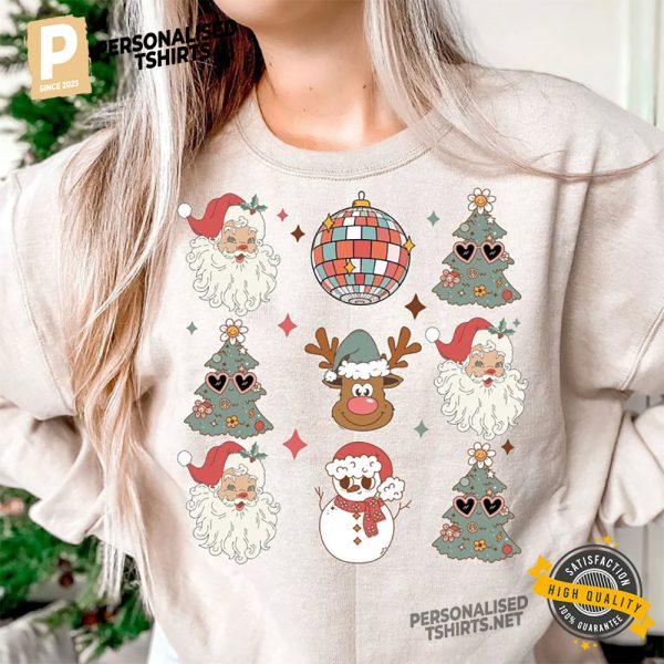 Retro Groovy christmas light decorations Comfort Colors T shirt 1