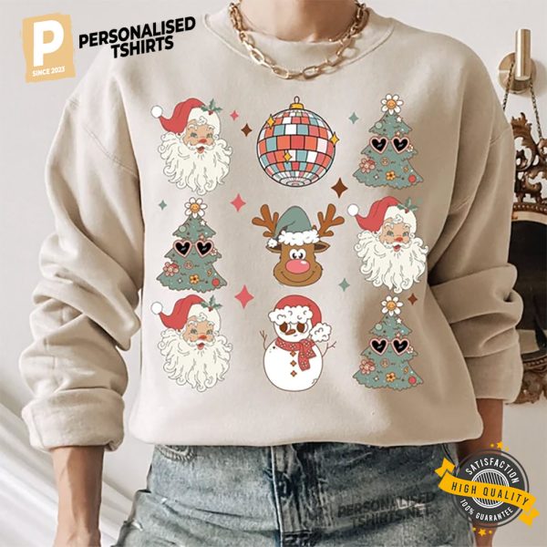 Retro Groovy christmas light decorations Comfort Colors T shirt 2