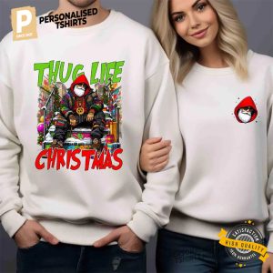 Thug Life Santa Claus Streetwear Christmas 2 Sided T-shirt