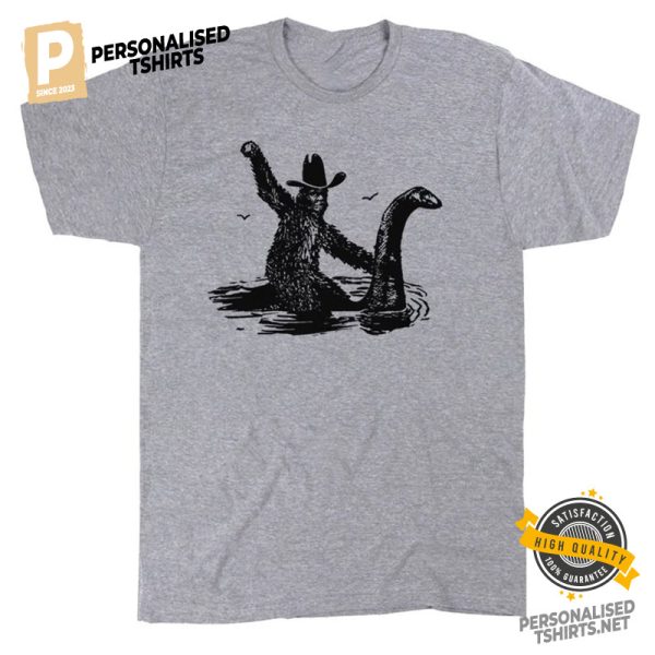 Bigfoot Loch Ness Rider Funny Monster Meme T shirt 3