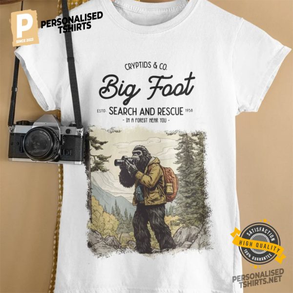 Bigfoot Search And Rescue Nature Camping T shirt 3