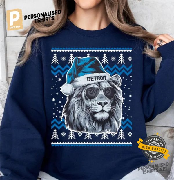 Detroit Football Mascot Christmas Shirt 1