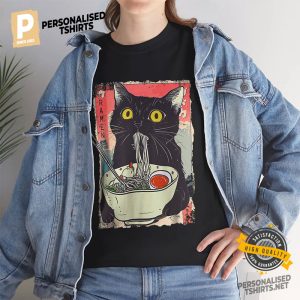 Funny Cat Ramen Noodle Comfort Colors Tee 4