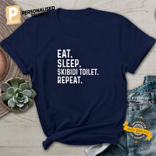 Funny Skibidi Toilet Eat Sleep Comfort Colors Shirt 1