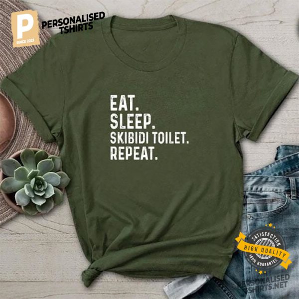 Funny Skibidi Toilet Eat Sleep Comfort Colors Shirt 3