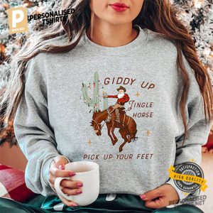 Giddy Up Jingle Horse, Christmas Horse Comfort Colors Tee 1