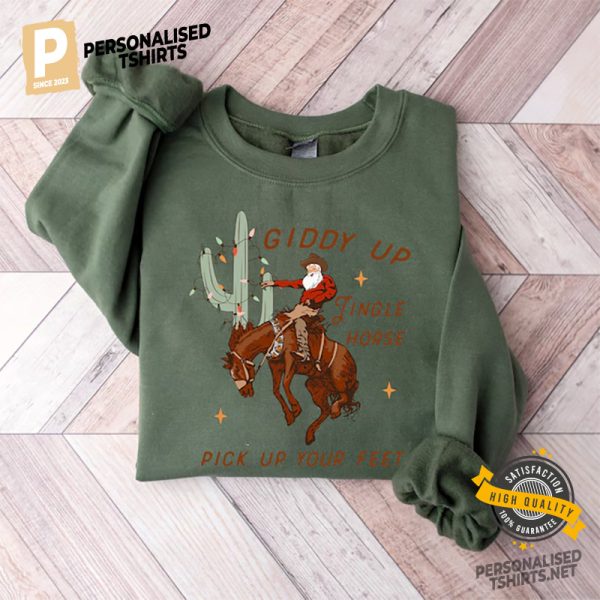 Giddy Up Jingle Horse, Christmas Horse Comfort Colors Tee 2