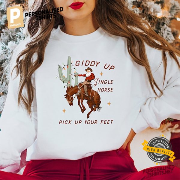 Giddy Up Jingle Horse, Christmas Horse Comfort Colors Tee 4