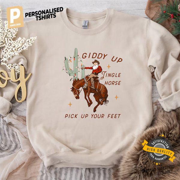 Giddy Up Jingle Horse, Christmas Horse Comfort Colors Tee 5