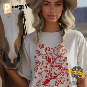 Howdy Santa Cowboy Christmas Comfort Colors Tee 1