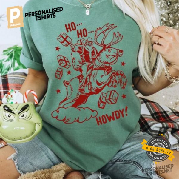 Howdy Santa Cowboy Christmas Comfort Colors Tee 5