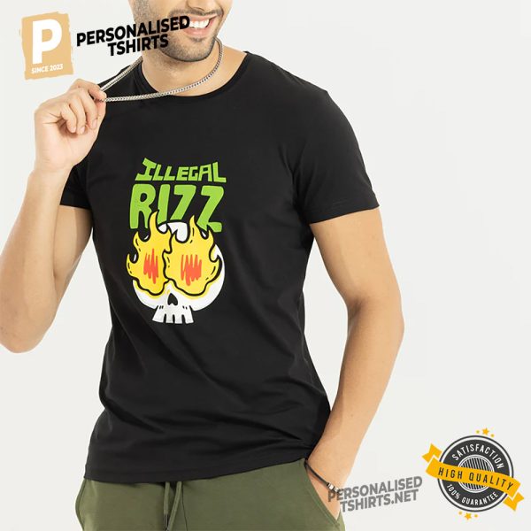 Illegal Rizz Fire Skull Graphic Shirt 3