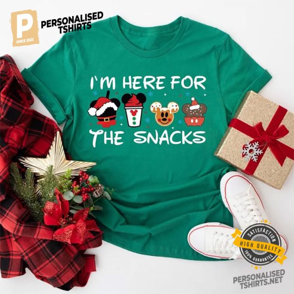 I'm Here For The Snacks Christmas Comfort Colors Tee 1