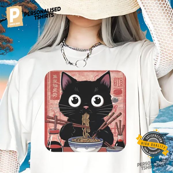 Kawaii Anime Cat Ramen Japanese Style Comfort Colors Shirt 3