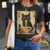 Kawaii Black Cat Eat Ramen Noodle Vintage Japanese Art Shirt 1