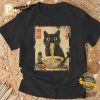 Kawaii Black Cat Eat Ramen Noodle Vintage Japanese Art Shirt 2