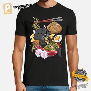 Kawaii Cat Ramen Noodles Anime t shirt 1