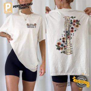 Mental Health Grow Through Flower Skeleton 2 side Shirt