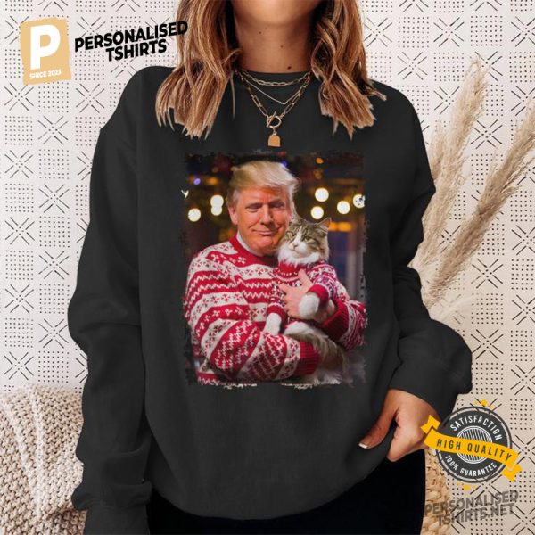 Merry Christmas Trump Cat Lover T shirt 1