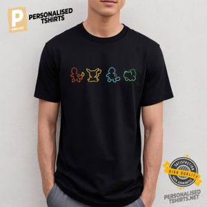 Pokemon Silhouette Charmander Squirtle Bulbasaur Pikachu shirt 1