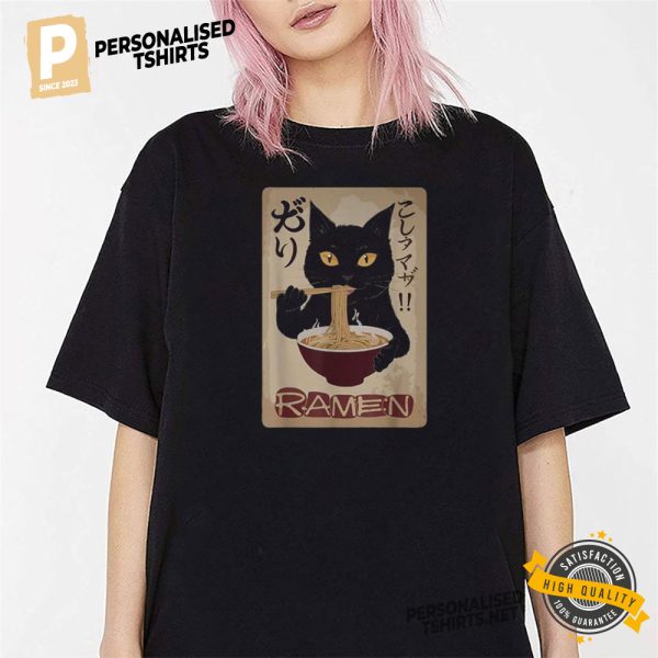 Ramen Eating Noodles Cat Shirt 1