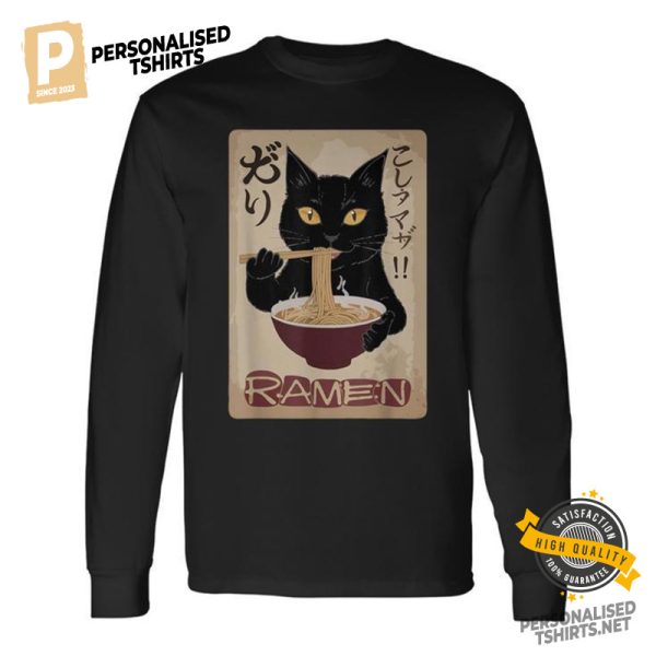 Ramen Eating Noodles Cat Shirt 2