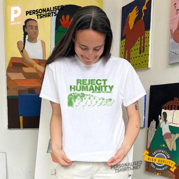 Reject Humanity, Return To Frog Retro Funny Darwinian Shirt 3