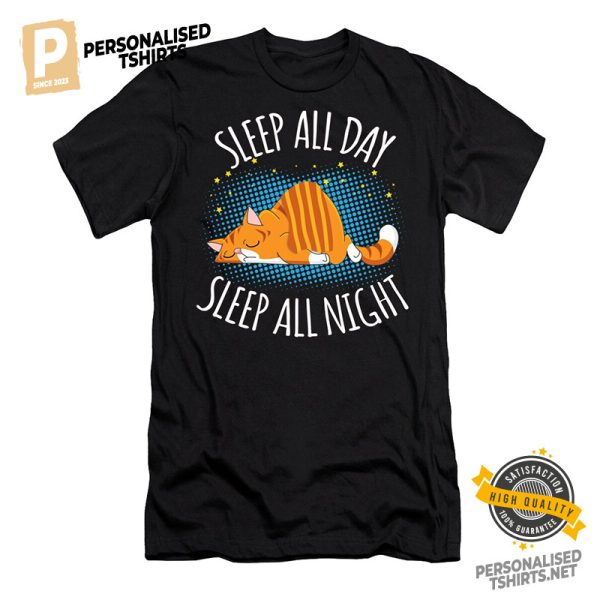 Sleep All Day Sleep All Night Adorable Lazy Cat Shirt 2