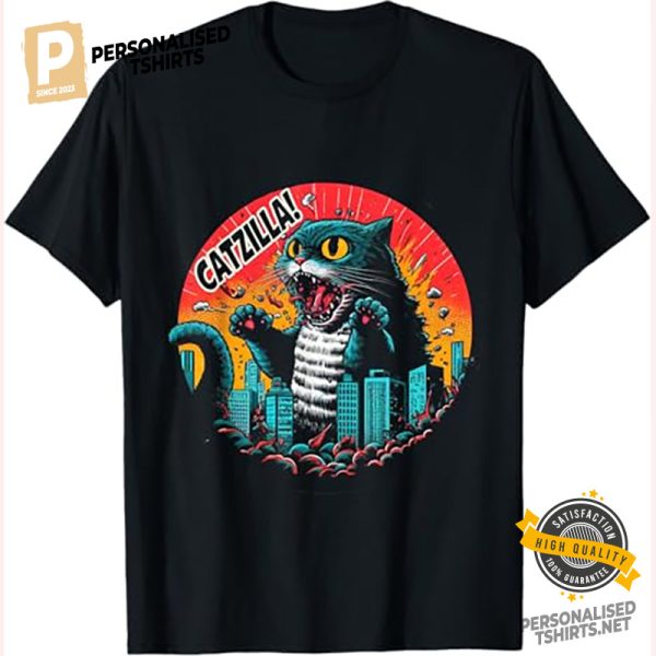 Funny Cat Japanese Catzilla T Shirt 1