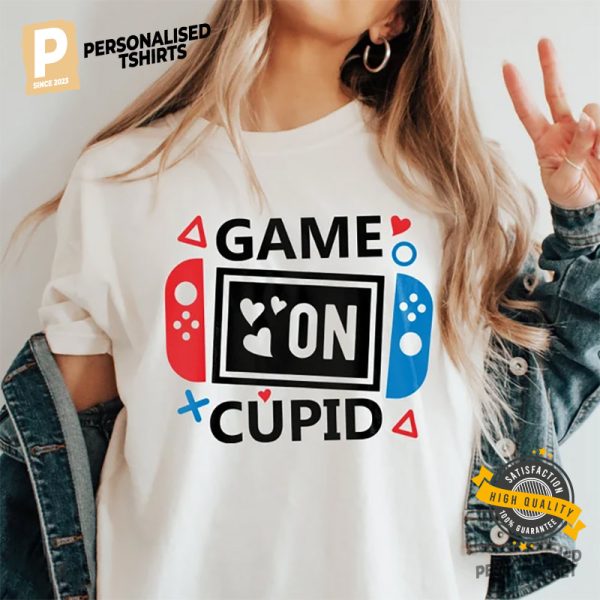 Game On Cupid Funny Gamer Valentines Shirt 3