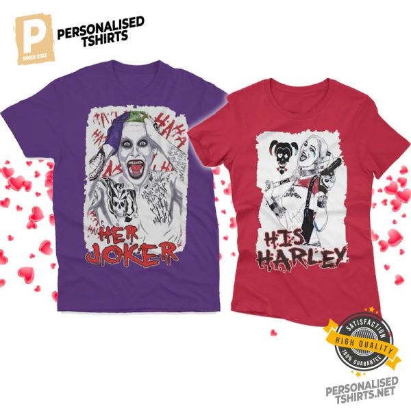 Her Joker & His Harley Cute Valentine Couple Shirt