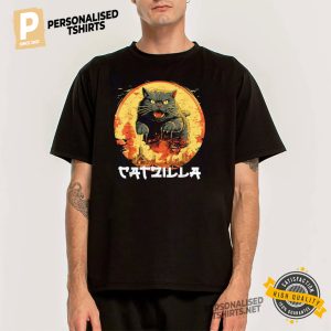 Japanese Sunset Catzilla Cat  T Shirt